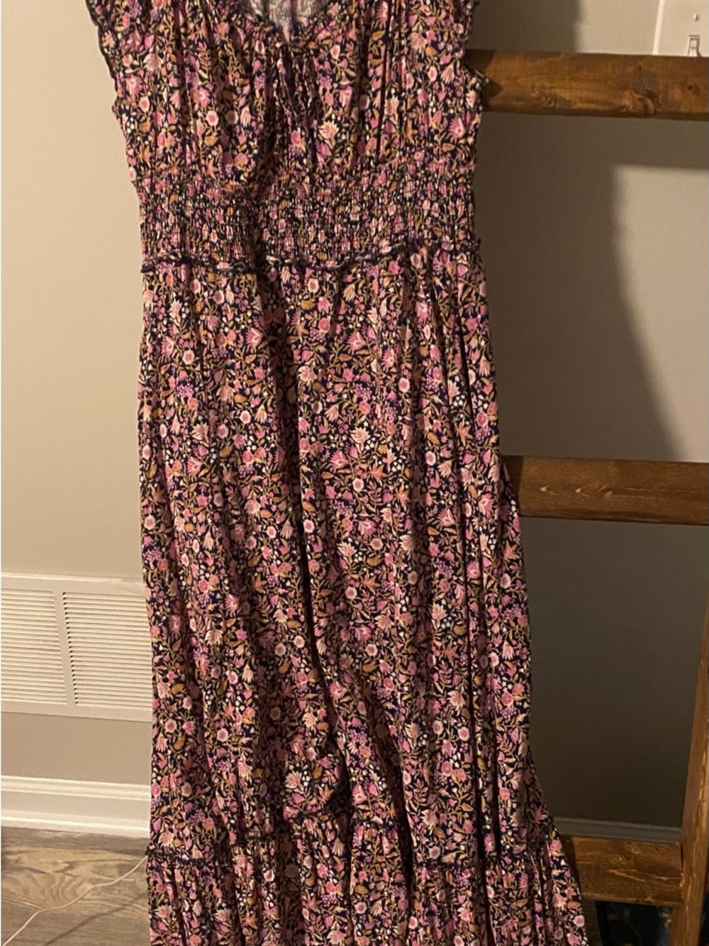 Old Navy Floral Pink Smocked Maxi Dress